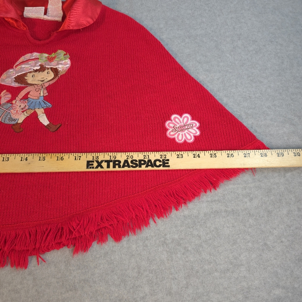 Vintage Strawberry Shortcake Red Embroidered Sweater Poncho 6/6X - Picture 11 of 12